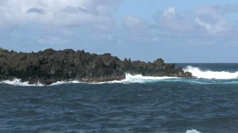 Maui Hana surf volcanic blow hole HD Stock Footage