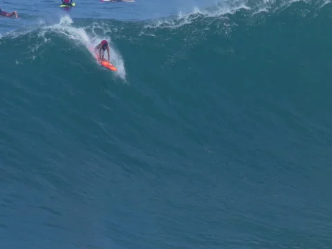 MAUI, HAWAII. Surfers Ride Giant Ocean Waves Breaking  Stock Footage 59196515