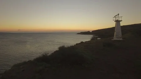 Maui Light Beacon Tower Westside McGregors Point Stock Footage 71211410