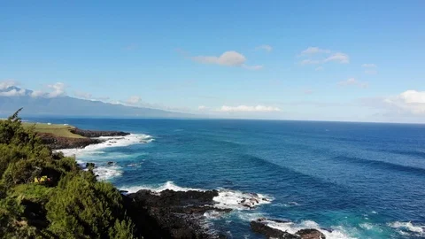 Maui Ocean View Volcanic Coastline Stock Footage