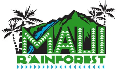 Maui Rainforest Retro. Stock Illustration
