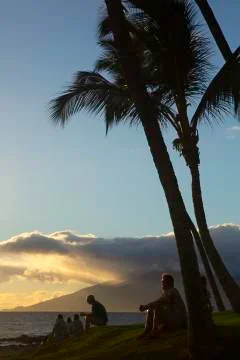 Maui sunset. Stock Photos