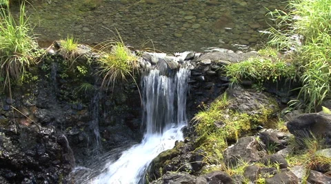 Maui Water falling from pool 2 Stock Footage 985888