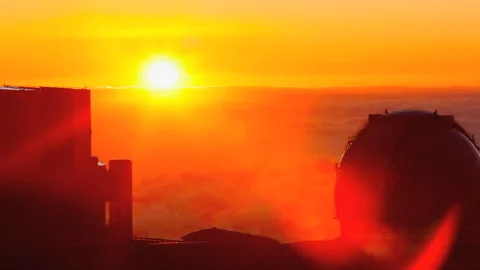 Mauna Kea Observatory and the Setting Sun Stock Footage 327294355