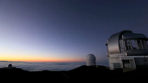 Mauna Kea Summit Sunset and the Gemini Observatory Stock Footage 327293863