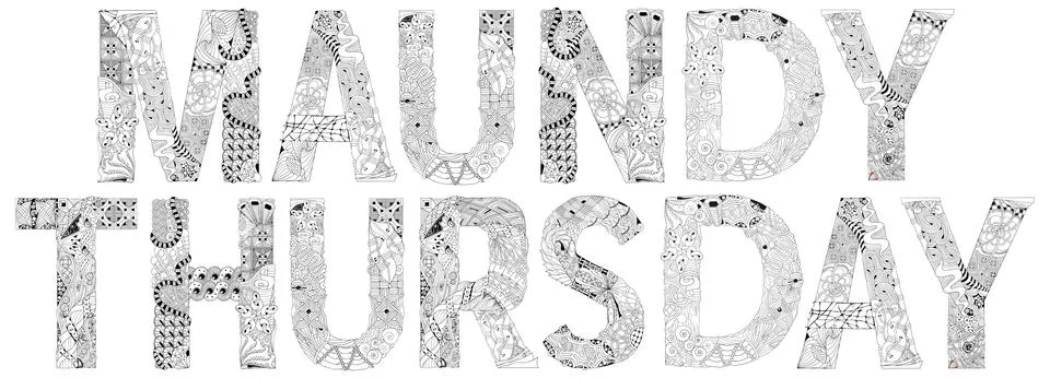 MAUNDY THURSDAY. Vector zentangle object for coloring Stock Illustration