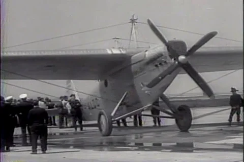 Maurice Rossi &amp; Paul Codos attempt to fly from Paris to San Diego, CA1934 Stock Footage 125518738