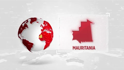 Mauritania 4K Tech Map Beside Globe On White Background Stock Footage 338241301