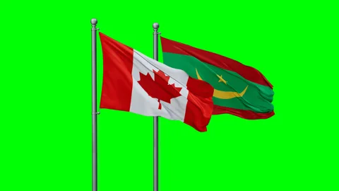 Mauritania and Canada two flags Stock Footage 289636318