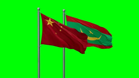 Mauritania and China two flags Stock Footage 289637627