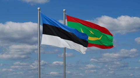 Mauritania and Estonia two flags Stock Footage 285668908