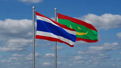 Mauritania and Thailand two flags Stock Footage 280032650