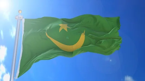 Mauritania animated flag pack in 3D and isolated background Stock Footage 119930226