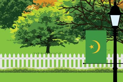 Mauritania Day Trees Lamp Vector Illustration Stock-Illustration