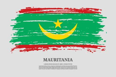 Mauritania flag with brush stroke effect and information text poster, vector Illustrazione stock