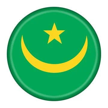 Mauritania flag button 3d illustration with clipping path Stock Illustration