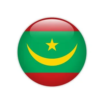 Mauritania flag on button 스톡 일러스트