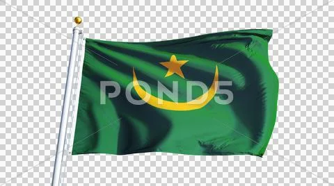 Mauritania flag, close up, isolated with alpha channel Stock Photos