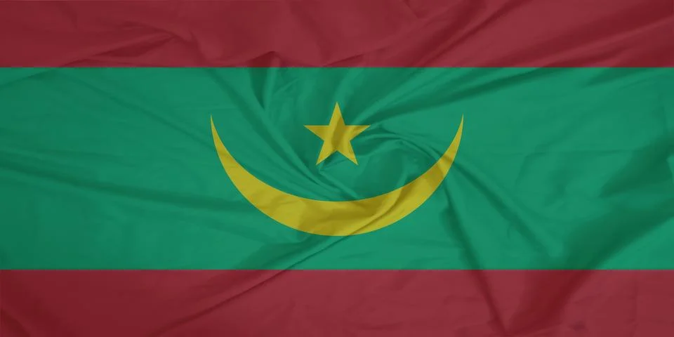Mauritania Flag fabric rippling in the wind Stock Photos