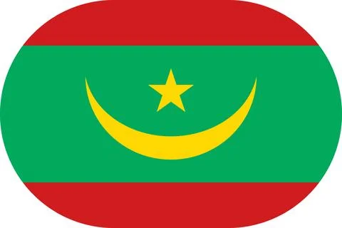 Mauritania flag in flat oval design Illustrazione stock