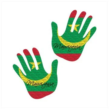 Mauritania flag hand vector 库存插图