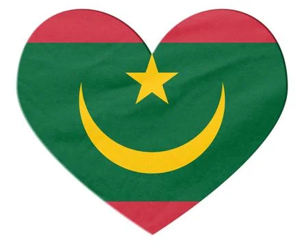 Mauritania flag in a heart shape representing national love and pride Stock Illustration
