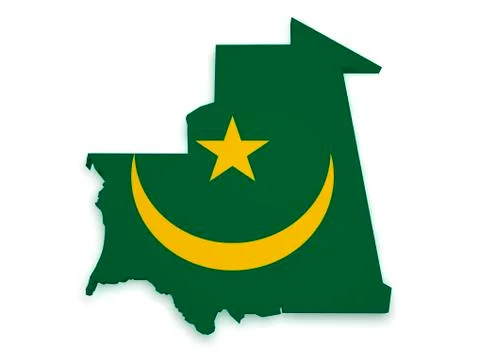 Mauritania flag map 3d shape Stock Illustration