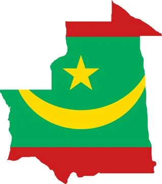 Mauritania Flag in Map, Mauritania Map with Flag, Country Map, Mauritania M.. Stock Illustration