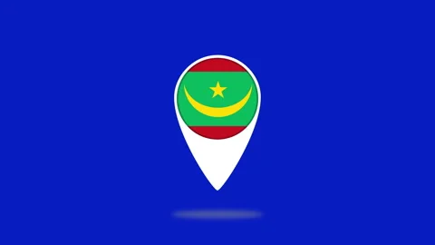 Mauritania flag pointers bouncing on blue background Stock Footage 314744171