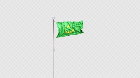 Mauritania   Flag Pole  Animation Include Alpha 3D Rendering 스톡 동영상 283052303
