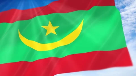 Mauritania Flag Seamless Loop 4k 60fps on Sky Background 動画素材 341675304