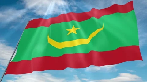 Mauritania Flag Seamless Loop 4k 60fps on Sky Background Stock Footage 341760327