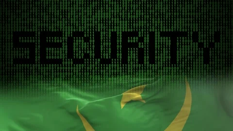 Mauritania flag - Waving flag on matrix binary code background Stock Footage 321422415