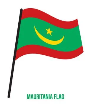 Mauritania Flag Waving Vector on White Background. Mauritania National Flag Stock Illustration