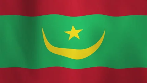 Mauritania Flag Wavy Motion Background with Seamless Ripple Distortion Stock Footage 307610448
