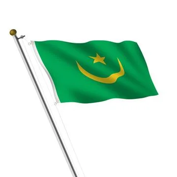 Mauritania flagpole with clipping path Stock Illustration