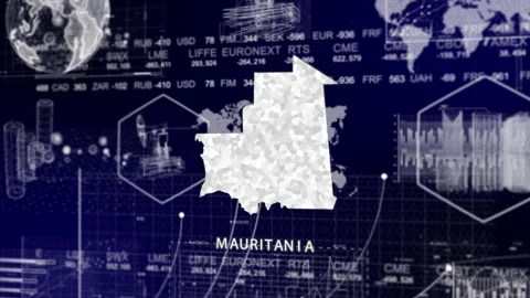 Mauritania Guinea Map Animation Loop | Growth, GDP, Oil Economy &amp; Development Stock Footage 331564359