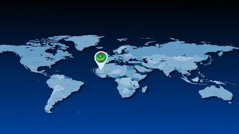 Mauritania location tracking earth map Stock Illustration