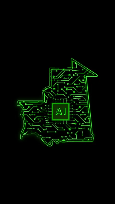 Mauritania Map AI Chipset Technology Opener Vídeo Stock 337172123