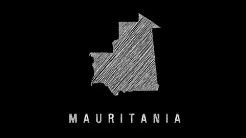 Mauritania map appearing with scribble effect on black background Stock Footage 317235495