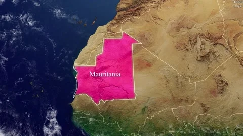 MAURITANIA Map With Borders Stock Footage 318676684