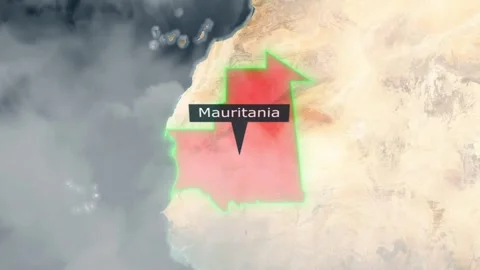 Mauritania Map - Clouds Effect Video stock 267705743