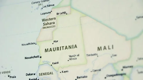 Mauritania on a Map (with Defocus) Stock Footage 90279814