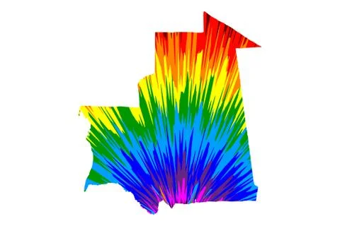 Mauritania - map is designed rainbow abstract colorful pattern, Islamic Repub Stock Illustration