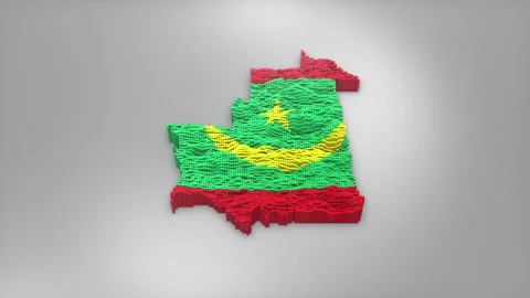 Mauritania Map with Flag Intro Background Stock Footage 315164567