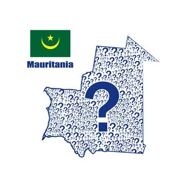 Mauritania map flag made from question mark. Stock Illustration