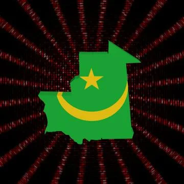 Mauritania map flag on red hex code burst illustration Stockillustratie