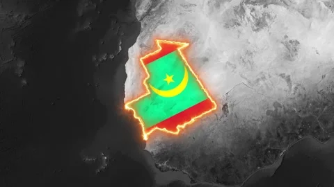 Mauritania map with glowing borders in dynamic motion video footage Vídeo Stock 344687171