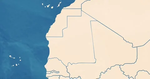 A mauritania map with most important cities and frontier lines Vídeos de archivo 337429786