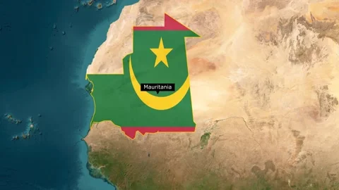 Mauritania  new map with flag Stock Footage 294085313
